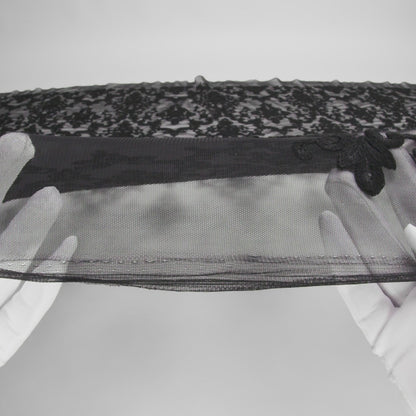 Embroidered Lace Tulle - Black Floral Damask