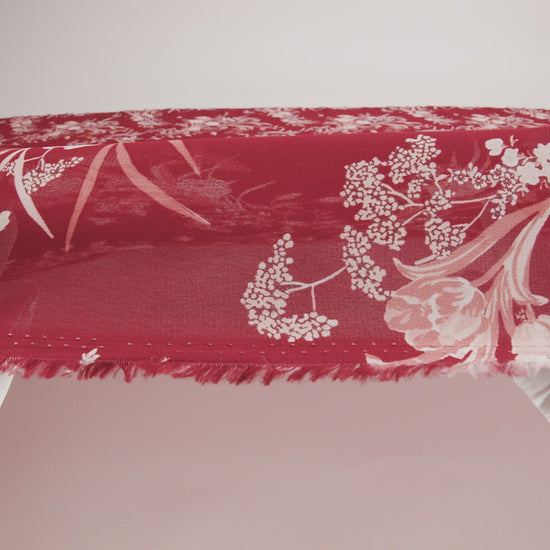 Viscose Georgette Print by The Reformation - Ruby Red, Salmon Pink and Off White Floral - Deadstock - Image 6 of 6