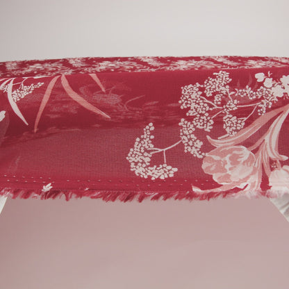 Viscose Georgette Print by The Reformation - Ruby Red, Salmon Pink and Off White Floral - Deadstock