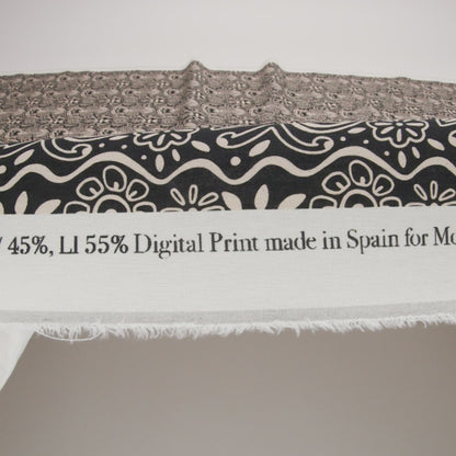 Linen and Rayon Woven - Black and White Floral Rows - Park Avenue Print - Mood Exclusive Metro Collection