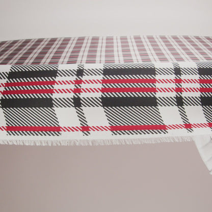 Balenciaga Italian Red, Black and White Plaid Silk Charmeuse