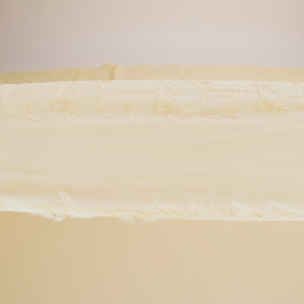 Embroidered Eyelet Cotton Voile - Vanilla All-Over Flowers - Naomi Collection