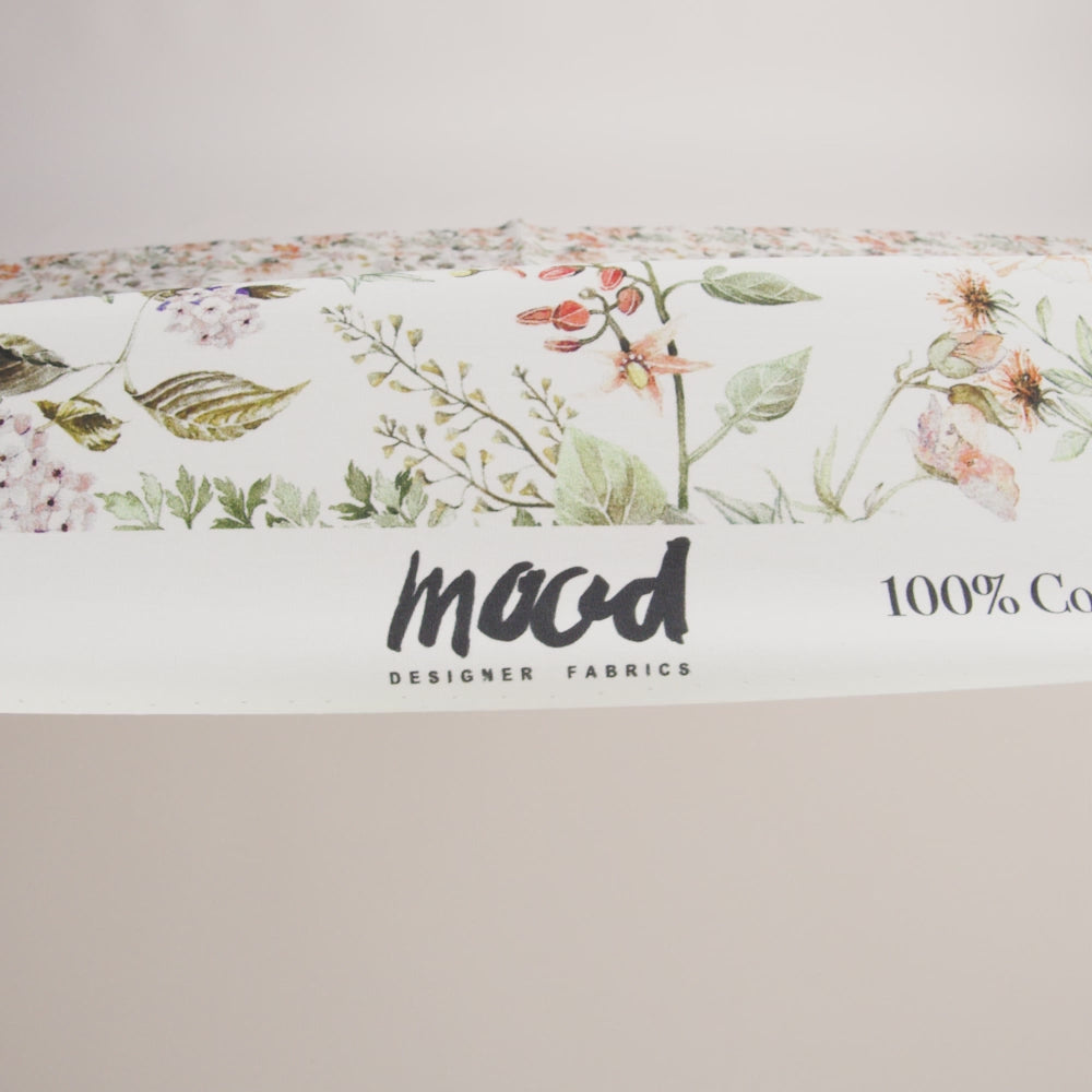 Cotton Poplin - Orange and Green Floral - Les Fleurs de L'amour Print - Mood Exclusive Jacques Collection