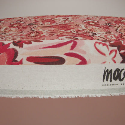 Linen and Rayon Woven - Pink, Peach and Pale Orange Almost-Geometric Floral - Mood Exclusive Fractured Flora Print