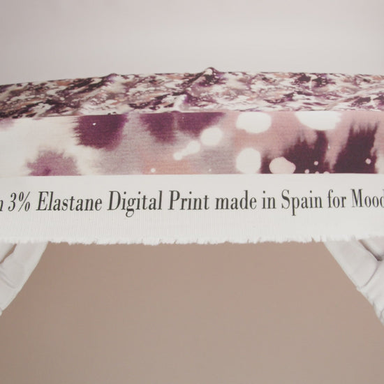 Stretch Cotton Sateen - Purple Abstract Splatters - L'Amour en Feu Print - Mood Exclusive Wisteria Collection