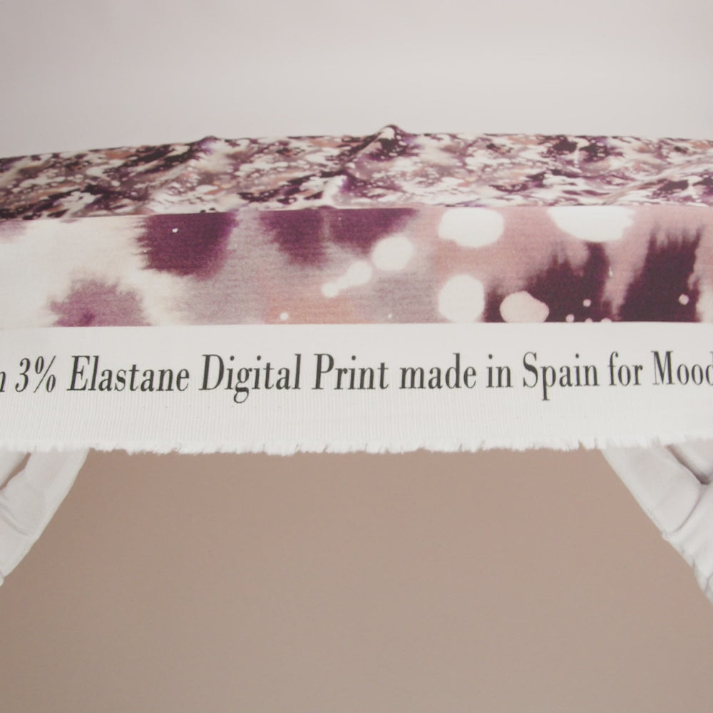 Stretch Cotton Sateen - Purple Abstract Splatters - L'Amour en Feu Print - Mood Exclusive Wisteria Collection
