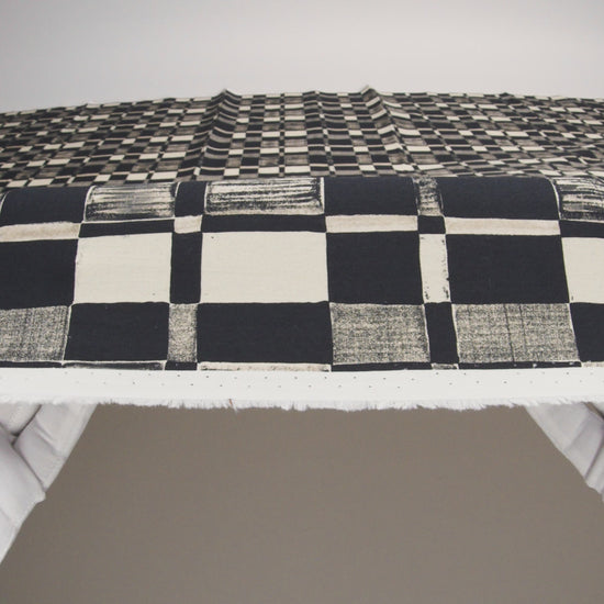 Cotton Poplin - Black and Cream Checks - City Blocked Print - Mood Exclusive Metro Collection