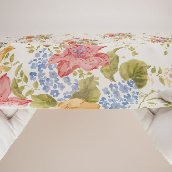 Viscose Georgette Print - Marigold Yellow, Salmon Pink and Sapphire Blue Floral - Designer Deadstock - Image 6 of 6
