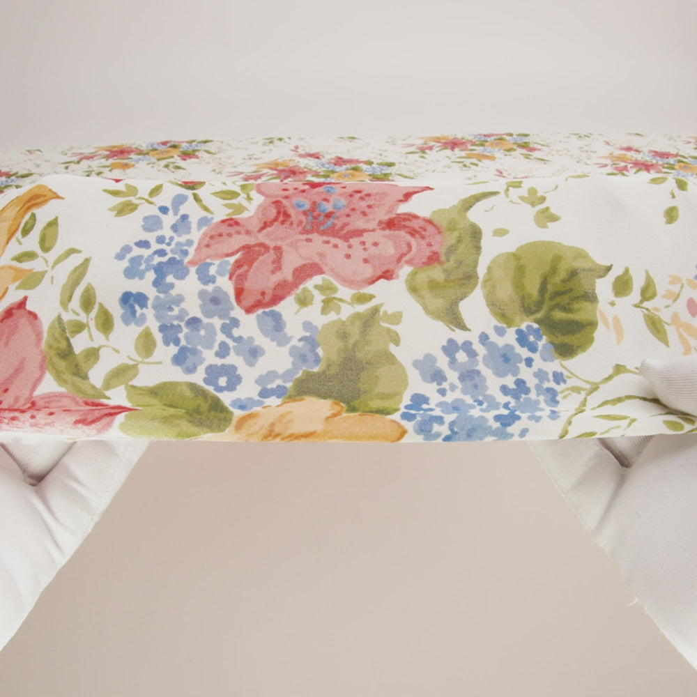 Viscose Georgette Print - Marigold Yellow, Salmon Pink and Sapphire Blue Floral - Designer Deadstock - Image 6 of 6