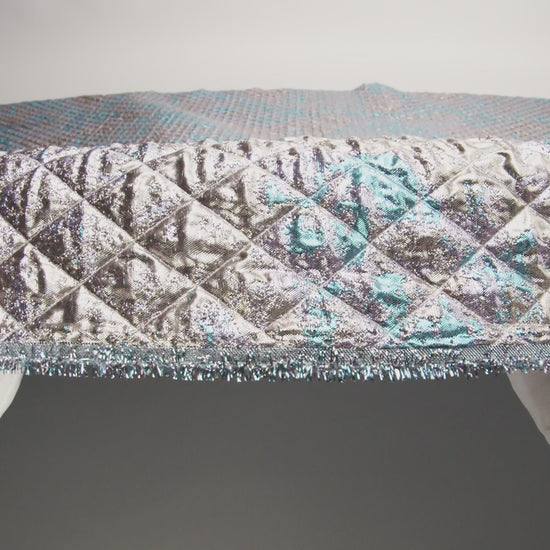 Metallic Silver, Lilac and Sky Diamond Quilted Luxury Brocade