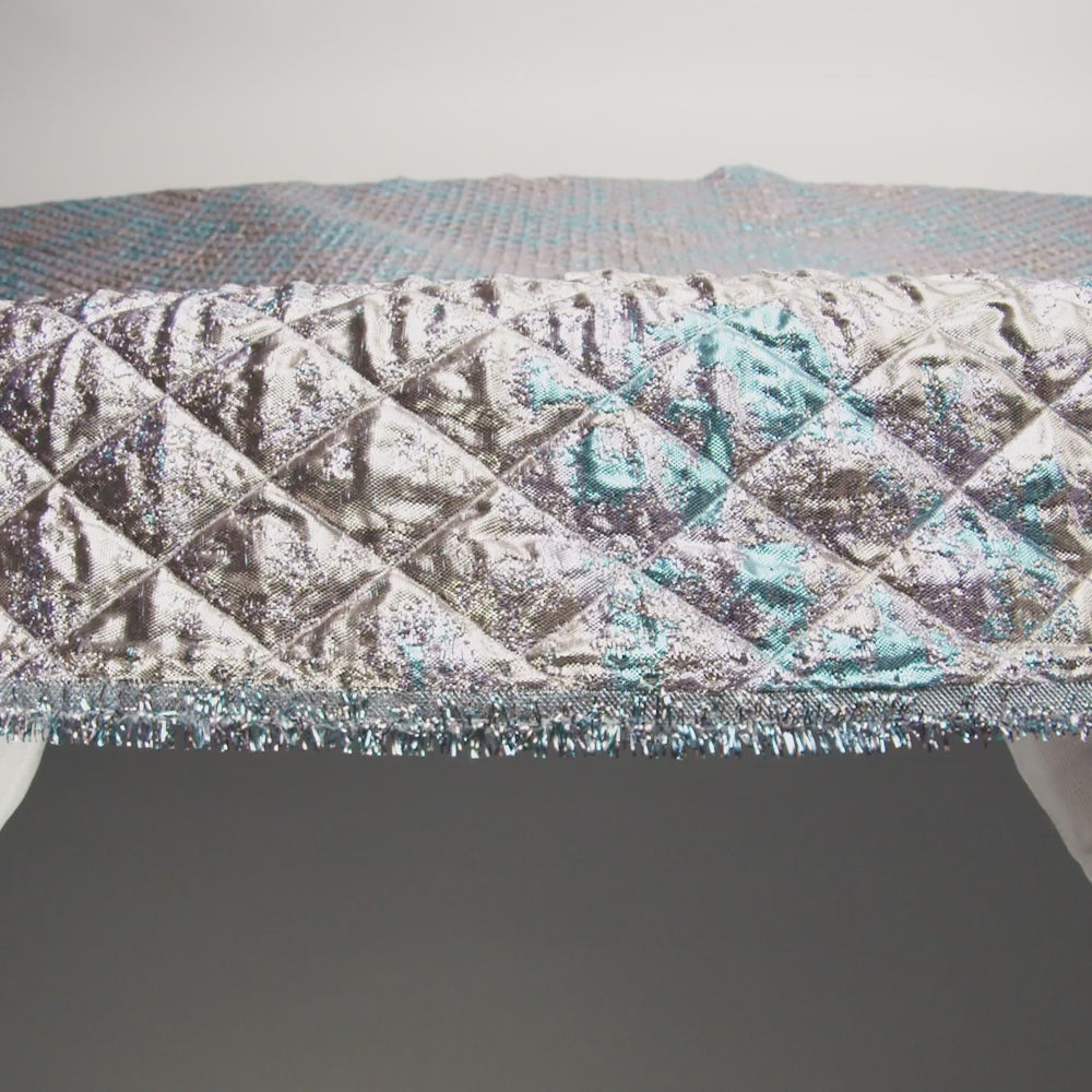 Metallic Silver, Lilac and Sky Diamond Quilted Luxury Brocade