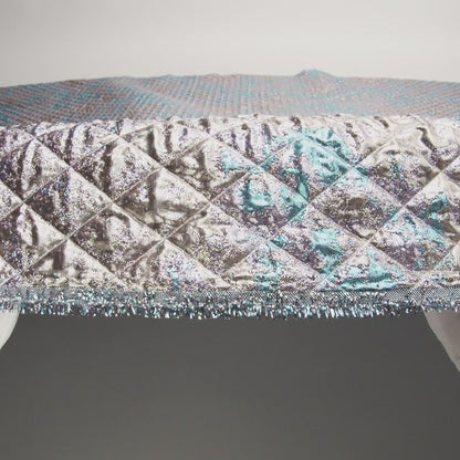 Metallic Silver, Lilac and Sky Diamond Quilted Luxury Brocade