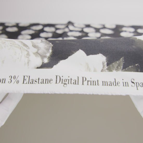 Stretch Cotton Sateen - Black and White Starry Floral - Rose Dread Print - Mood Exclusive Twilight Collection - Image 5 of 5