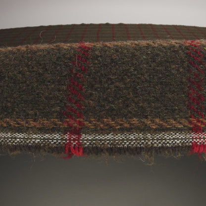 Wool Blend Tweedy Twill - Olive Brown, Tan and Red Plaid