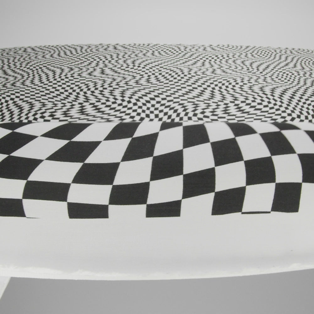 Rayon Challis - Black and White Warped Checks - Down the Rabbit Hole Print - Mood Exclusive Indigo Collection - Image 6 of 7