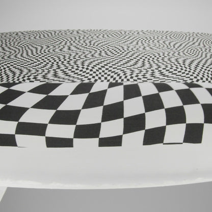 Rayon Challis - Black and White Warped Checks - Down the Rabbit Hole Print - Mood Exclusive Indigo Collection