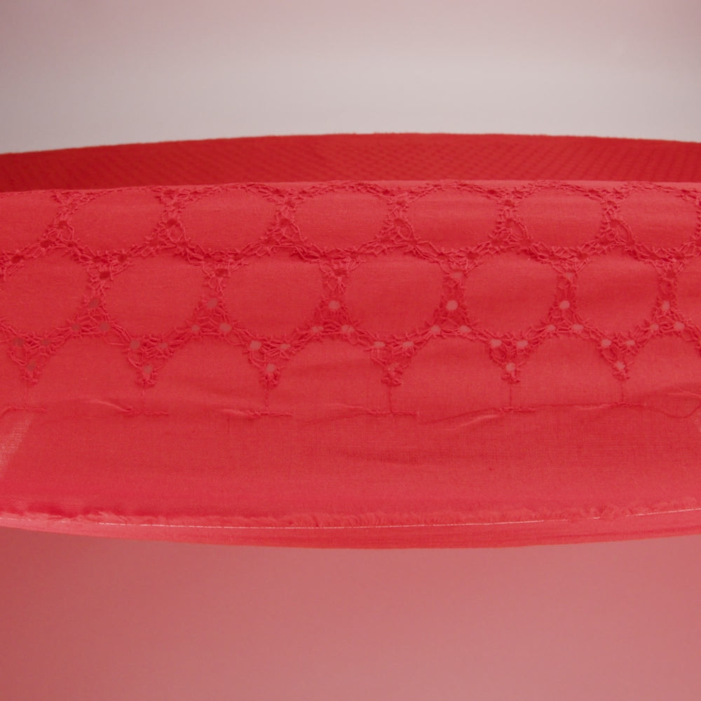Embroidered Eyelet Cotton Voile - Red Circles of Circles - Naomi Collection