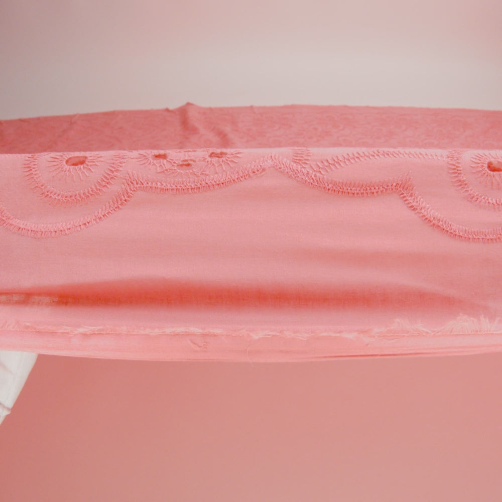 Embroidered Eyelet Cotton Voile - Warm Coral Big Flowers - Naomi Collection