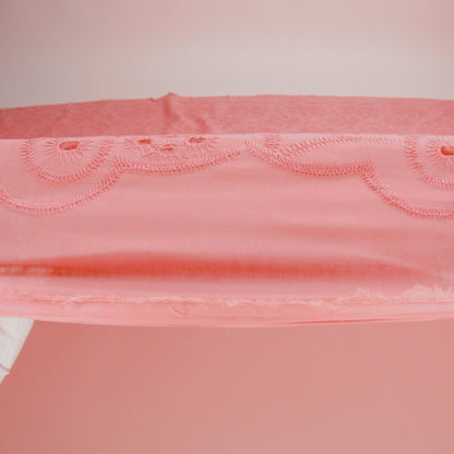 Embroidered Eyelet Cotton Voile - Warm Coral Big Flowers - Naomi Collection