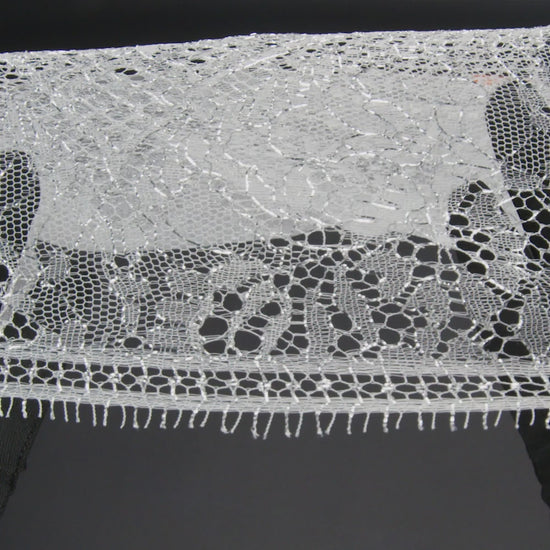French Metallic Lace by Solstiss - Metallic Silver and Greige Floral Scallops