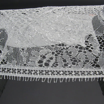 French Metallic Lace by Solstiss - Metallic Silver and Greige Floral Scallops