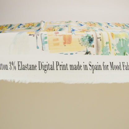 Stretch Cotton Sateen - Blue and Yellow Waterscapes - Palace Regattas Print - Mood Exclusive St. Tropez Collection