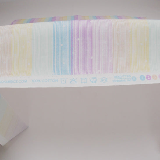 Printed Quilting Cotton by Ghazal Razavi for FIGO Studio - Pastel Rainbow and White Icing Stripes and Dots - Dovetail Collection - Image 6 of 6