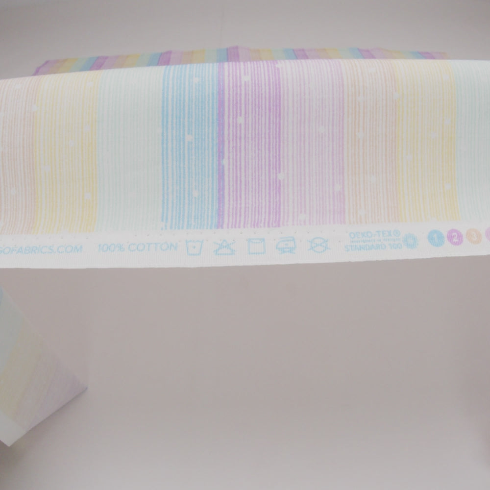 Printed Quilting Cotton by Ghazal Razavi for FIGO Studio - Pastel Rainbow and White Icing Stripes and Dots - Dovetail Collection - Image 6 of 6