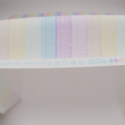 Printed Quilting Cotton by Ghazal Razavi for FIGO Studio - Pastel Rainbow and White Icing Stripes and Dots - Dovetail Collection