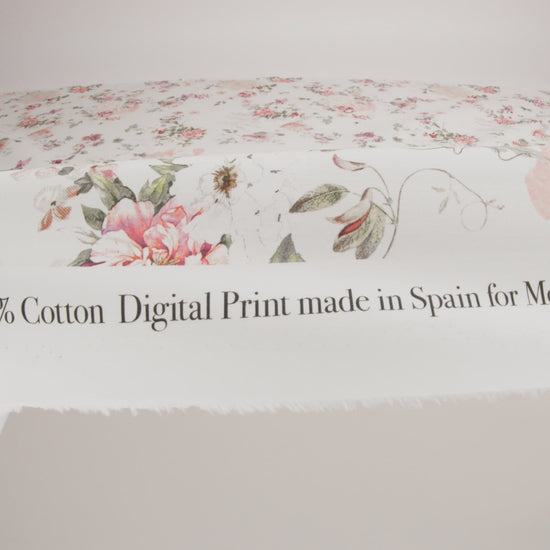 Cotton Poplin - White and Pink Floral - Flores de las Montanas Print - Mood Exclusive Felipe Collection
