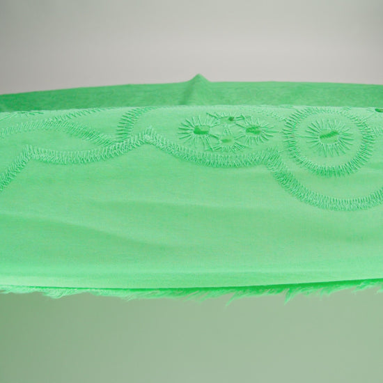 Embroidered Eyelet Cotton Voile - Ming Green Big Flowers - Naomi Collection