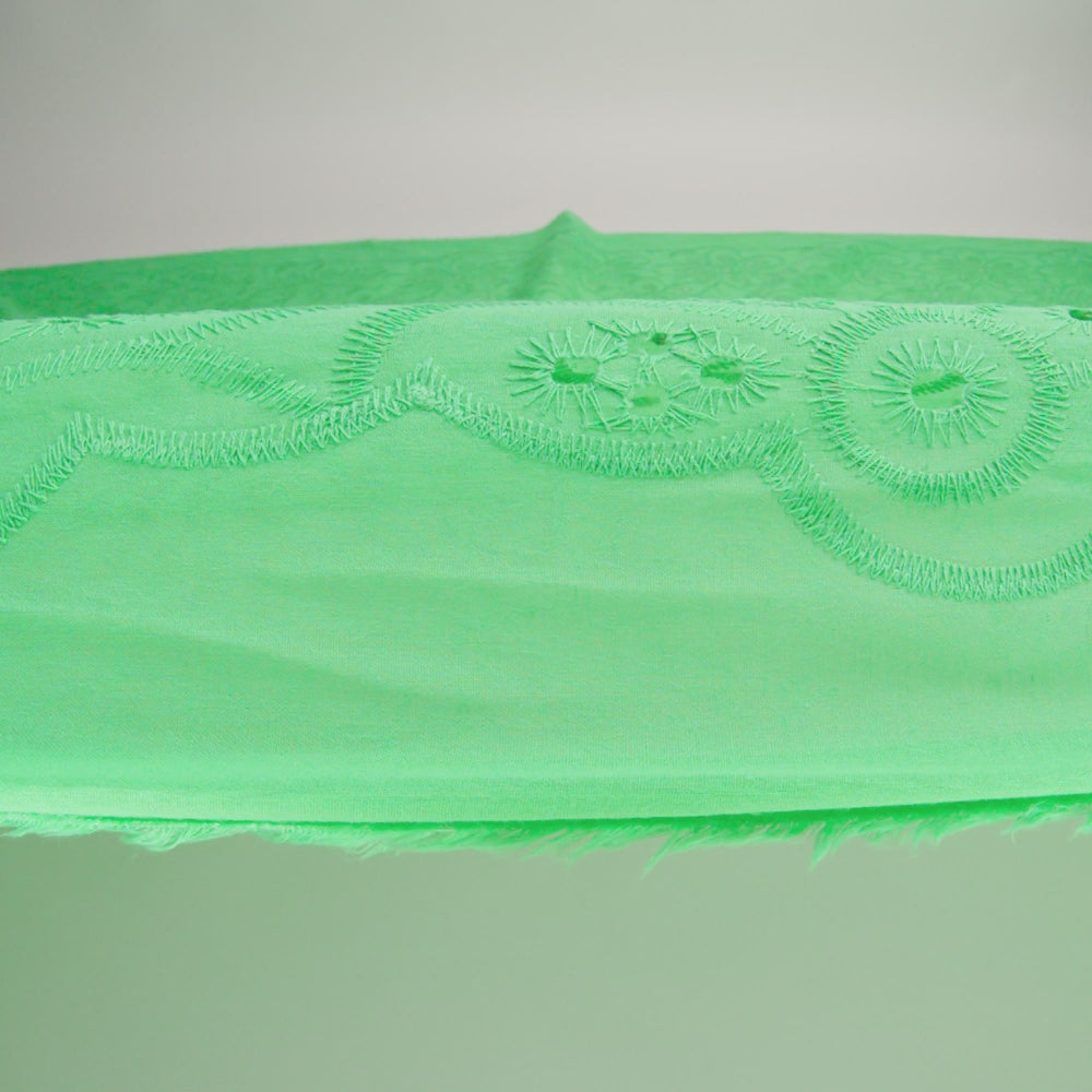 Embroidered Eyelet Cotton Voile - Ming Green Big Flowers - Naomi Collection