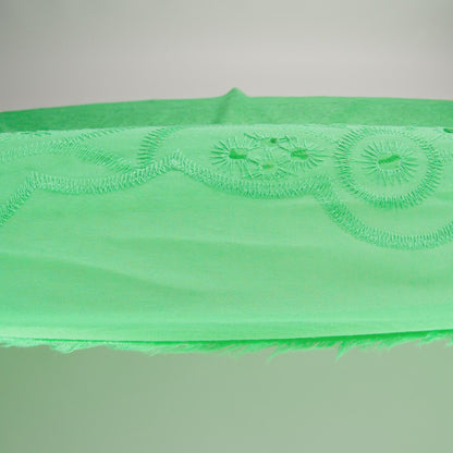 Embroidered Eyelet Cotton Voile - Ming Green Big Flowers - Naomi Collection