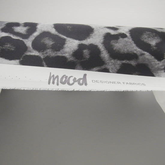Mood Exclusive Italian Black and Gray Leopard Printed Silk Charmeuse