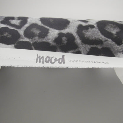 Mood Exclusive Italian Black and Gray Leopard Printed Silk Charmeuse