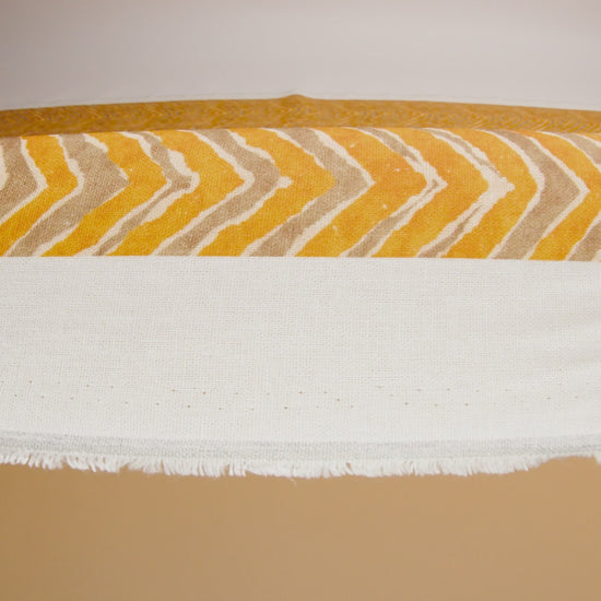 Linen and Rayon Woven - Taupe and Orange Painterly Chevrons - August Attitude Print - Mood Exclusive Palm Beach Collection