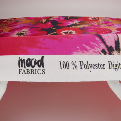 Polyester Satin - Hot Pink, Red and Black Big Flowers - Mood Exclusive Poppy Panorama Print