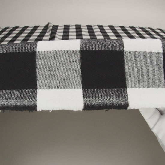 Balenciaga Italian Black and White Alyssum Buffalo Check Brushed Cotton Twill Flannel