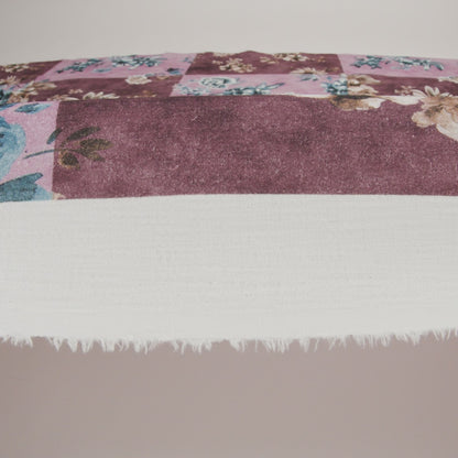 Slubbed Gauzy Cotton Woven - Rose, Brown and Blue Big Floral Checkerboard - Mood Exclusive Checkerbloom Print