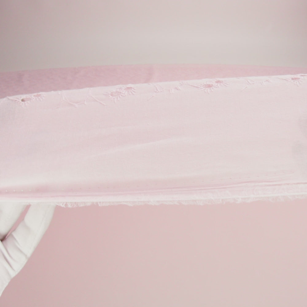Embroidered Eyelet Cotton Voile - Baby Pink All-Over Flowers - Naomi Collection