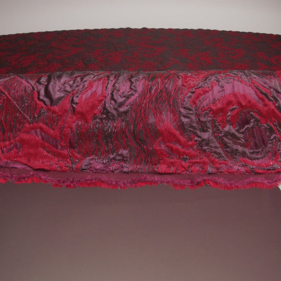 Red and Aubergine Luxury Abstract Metallic Brocade