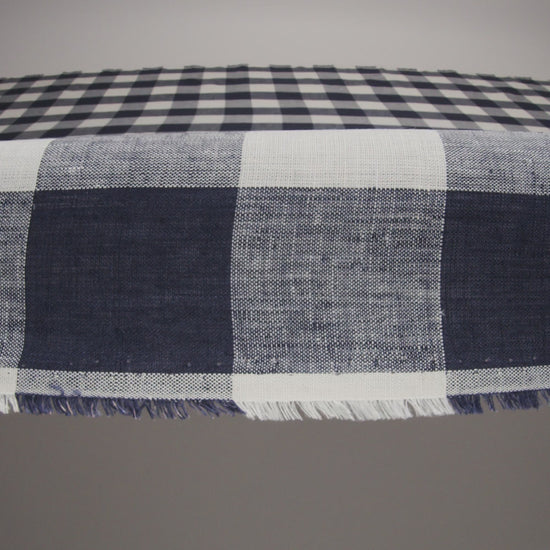 Lightweight Linen Woven - Navy and Cream Buffalo Check