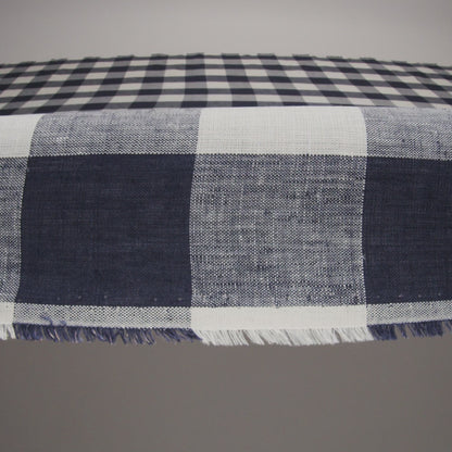 Lightweight Linen Woven - Navy and Cream Buffalo Check