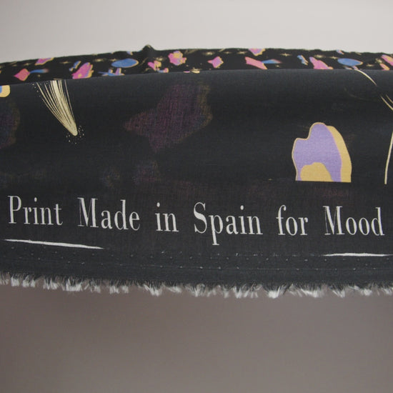 Cotton Voile - Black, Pink and Blue Astronauts in Space - Sweet Dreams Print - Mood Exclusive Sugar Collection
