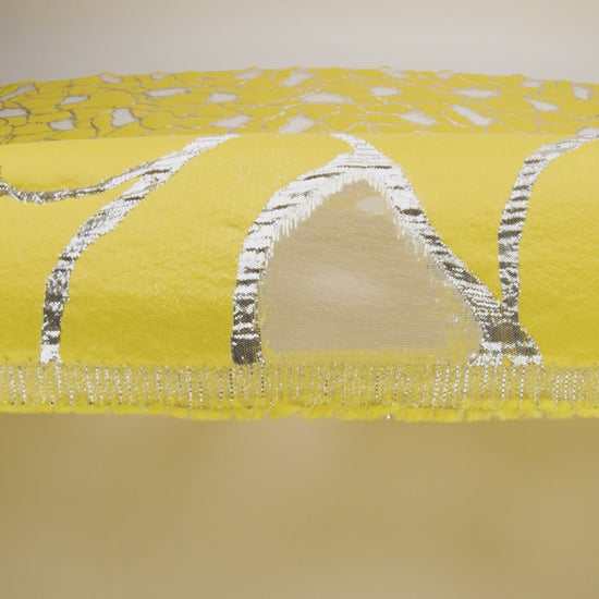 Metallic Silver and Lemon Abstract Luxury Burnout Brocade