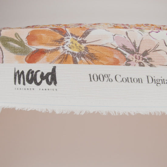 Slubbed Gauzy Cotton Woven - Light Pink, Creamsicle and Sun Yellow Floral - Mood Exclusive Hibiscus Heatwave Print
