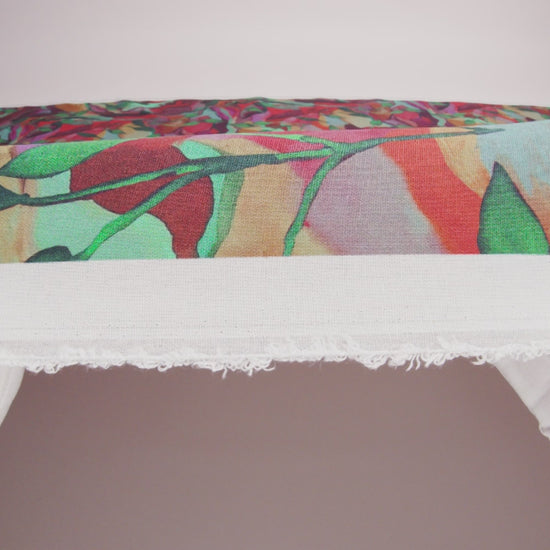 Linen and Rayon Woven - Wine Red and Green Painted Flowers and Leaves - Mood Exclusive Watercolor Wetland Print - Image 6 of 6