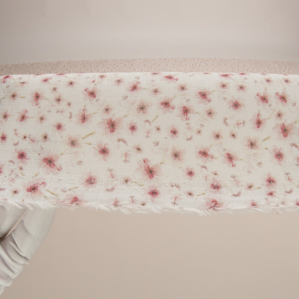 Pink and White Fluttering Flowers Medium Weight Linen Woven - Image 6 of 6
