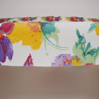Medium Weight Linen Woven Print - Teal, Red and Purple Painterly Florals