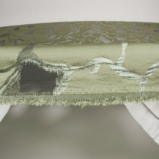 Metallic Olive Green Abstract Luxury Burnout Brocade - Image 6 of 7